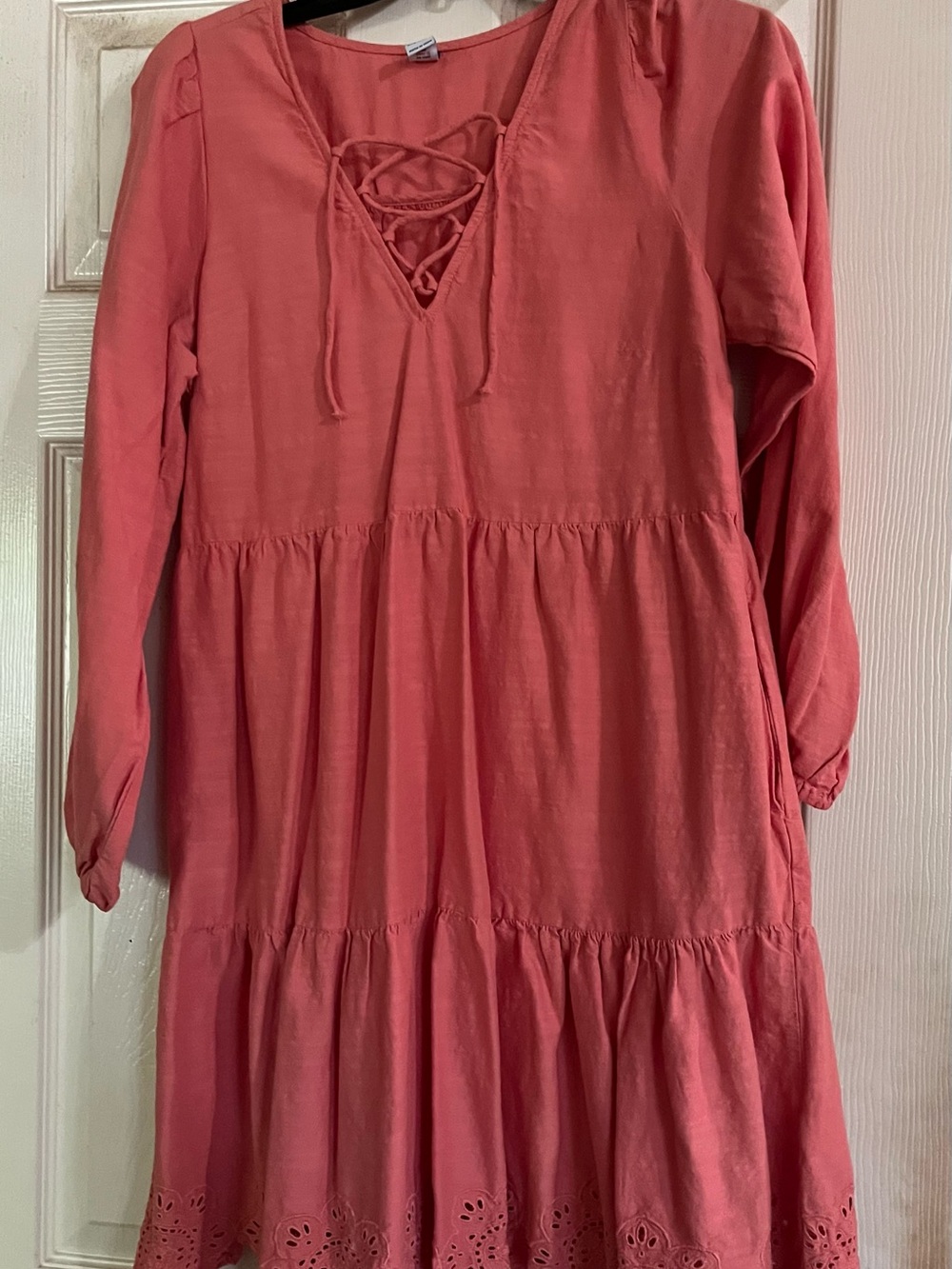 Old Navy Women’s Coral Lace-Up Tiered Dress